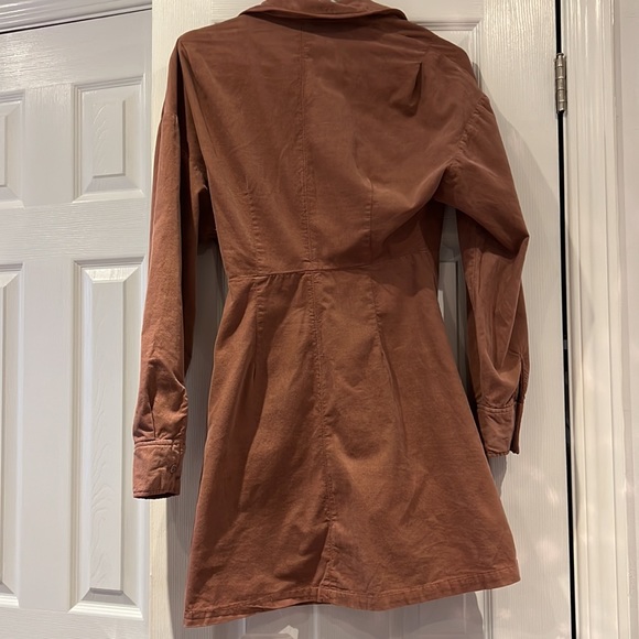 Zara Pink Velvet button down shirt dress - Picture 3 of 5